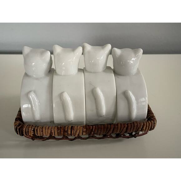 Vintage Cat Napkin Rings Porcelain Kittens “ Pretty Kitty “ By Crowning Touch - Picture 3 of 5